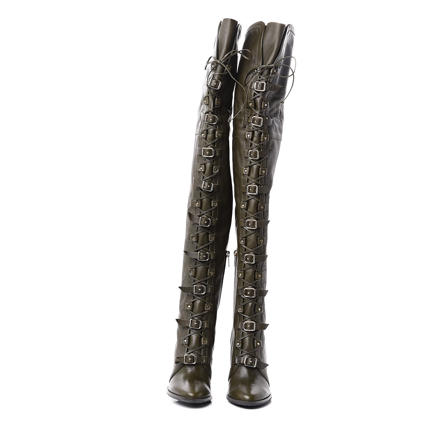 Soft Grained Goatskin Maloy 95 Over The Knee Boots 36 Army Green