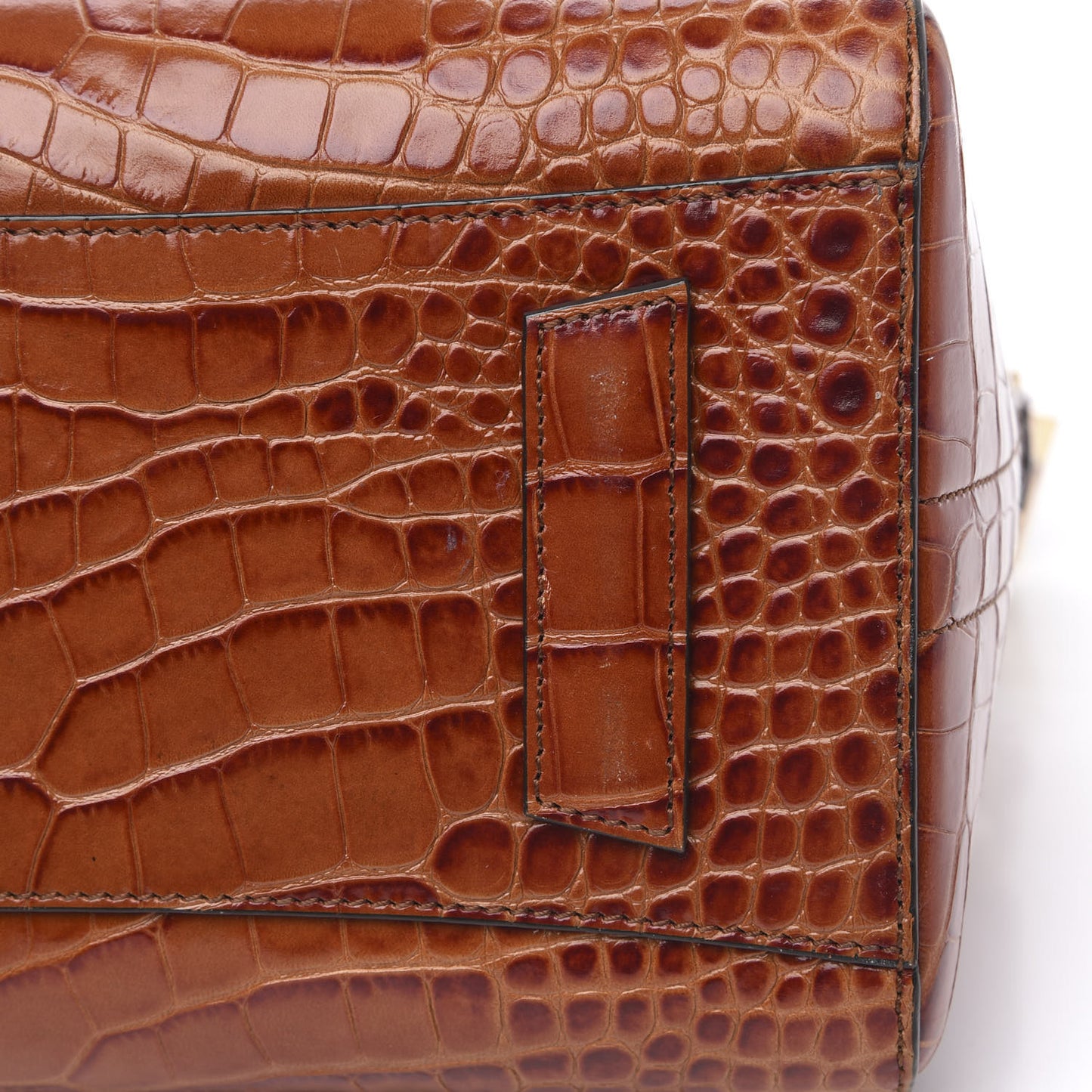 Calfskin Crocodile Embossed Small Antigona Cognac