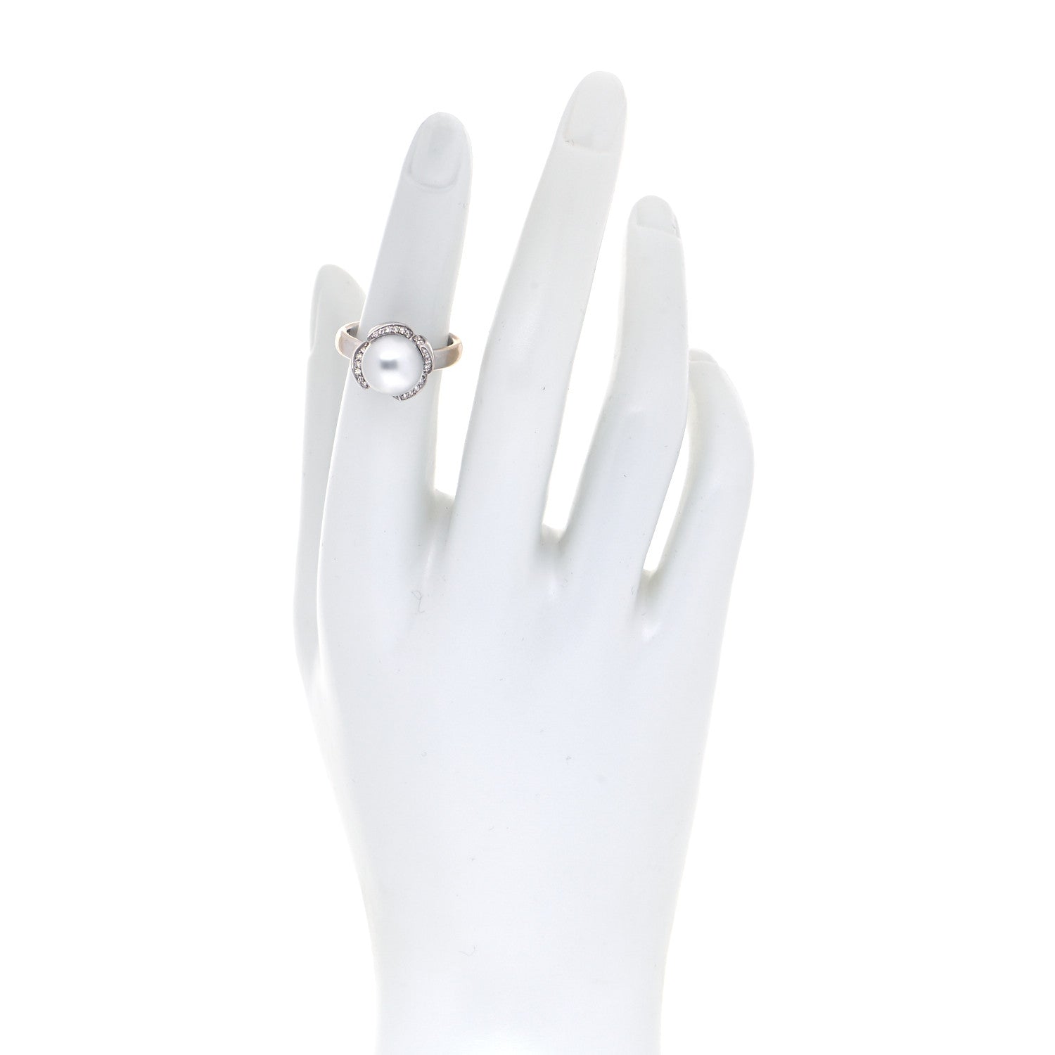 Mikimoto 18K White Gold Diamond South Sea Cultured Pearl 11mm Cocktail Ring 53 6.5 2 of 6