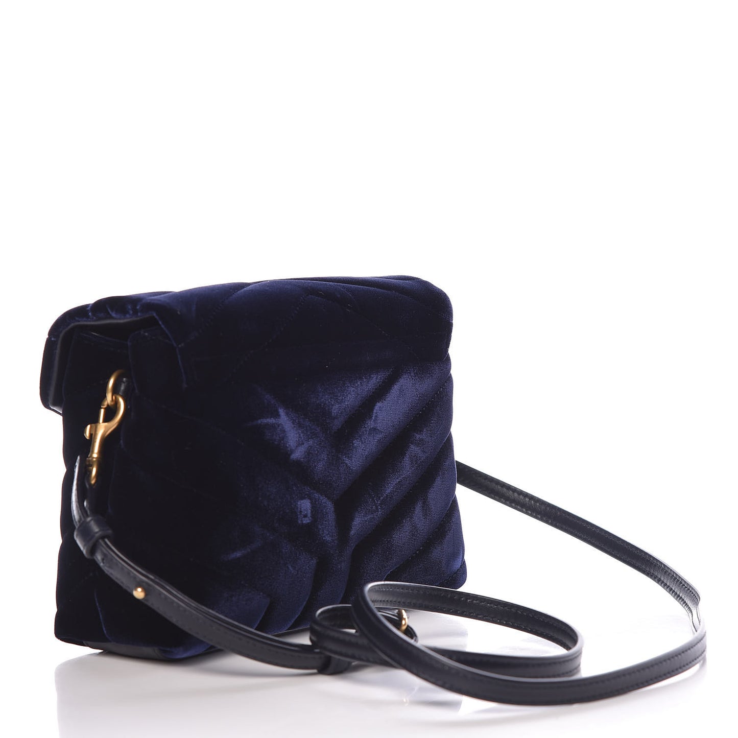 Velvet Y Quilted Monogram Toy Loulou Crossbody Bag Navy