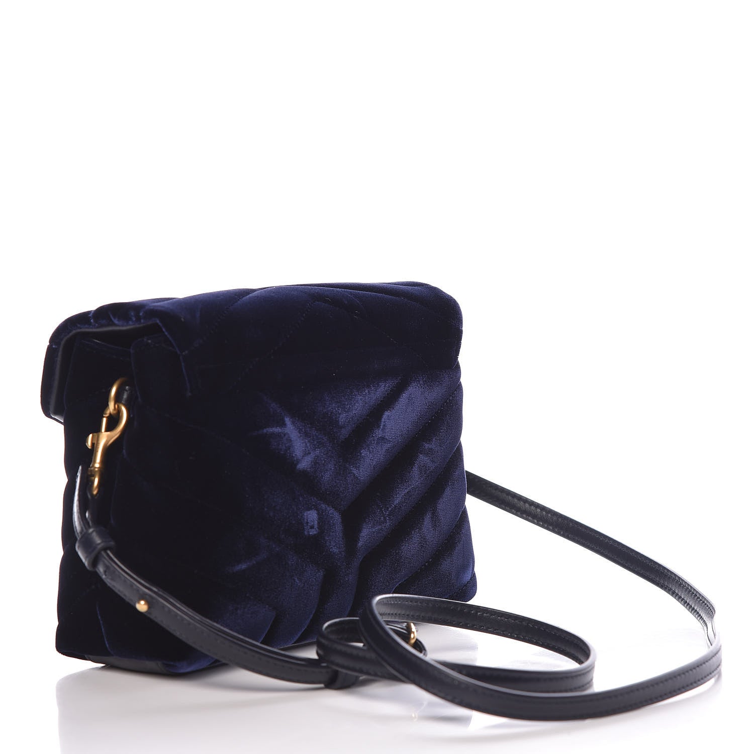Saint Laurent Velvet Y Quilted Monogram Toy Loulou Crossbody Bag Navy 3 of 11