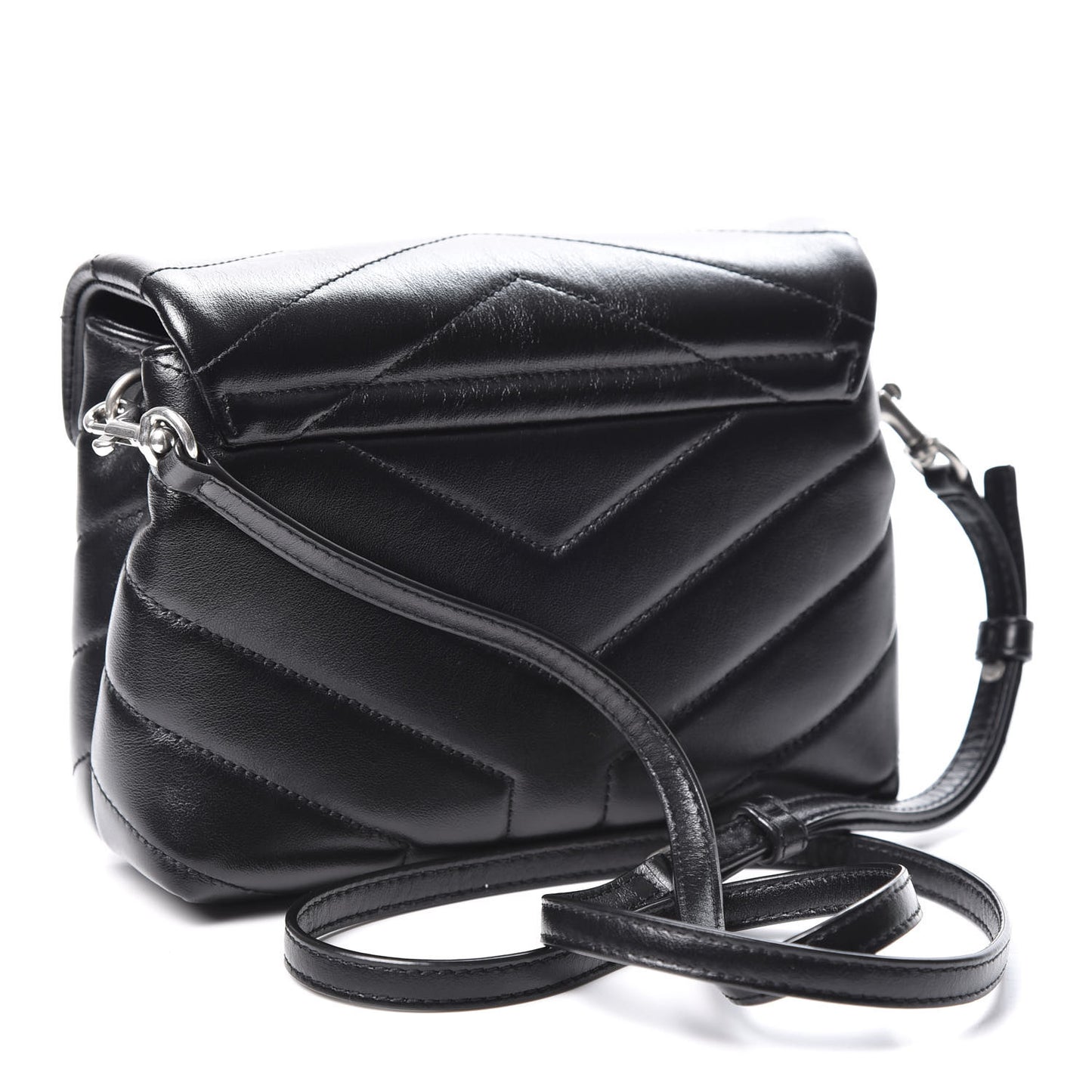 Calfskin Y Quilted Monogram Toy Loulou Crossbody Bag Black