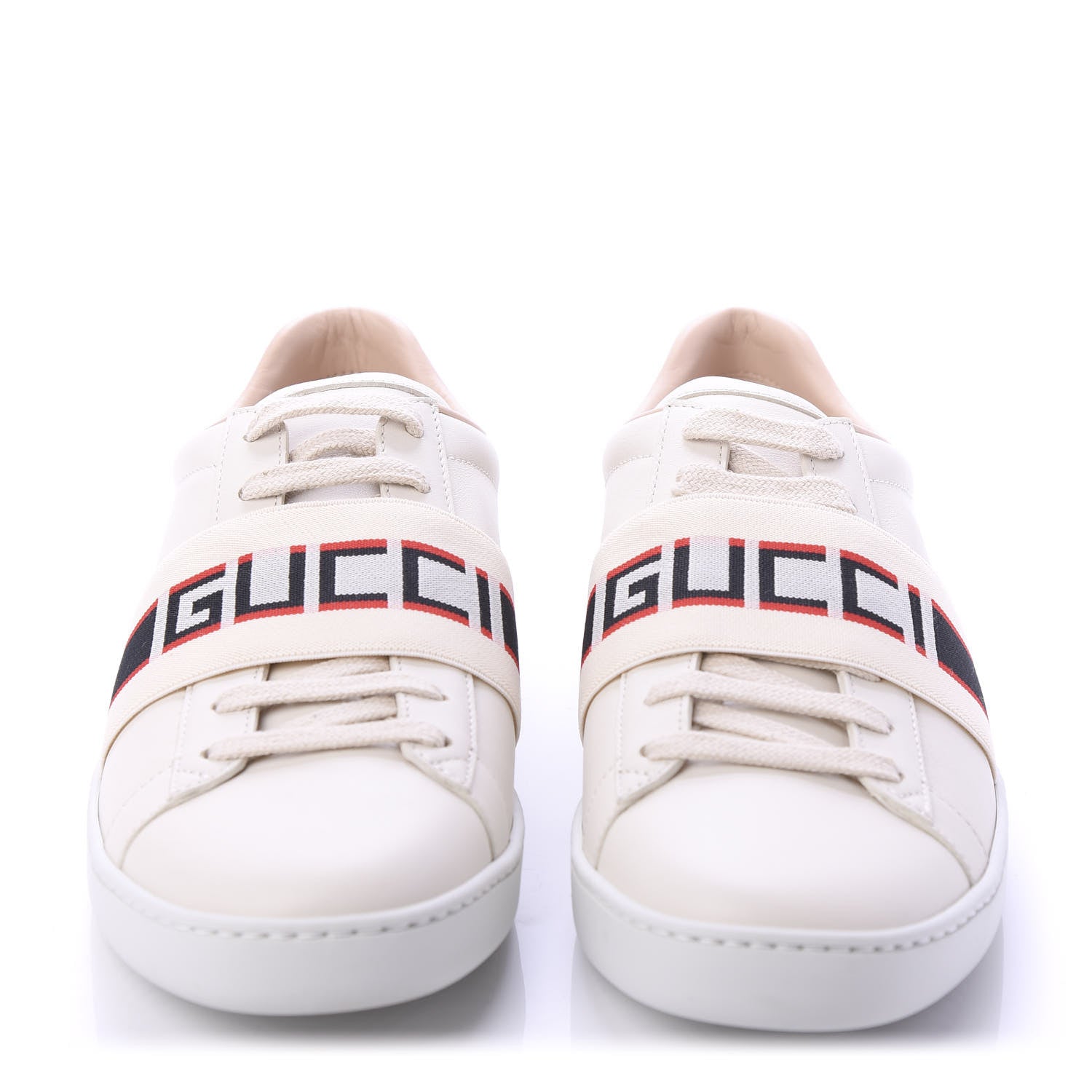 Gucci Calfskin Stripe Womens New Ace Sneakers 38.5 New Mystic White Ecru Red Flame 2 of 9