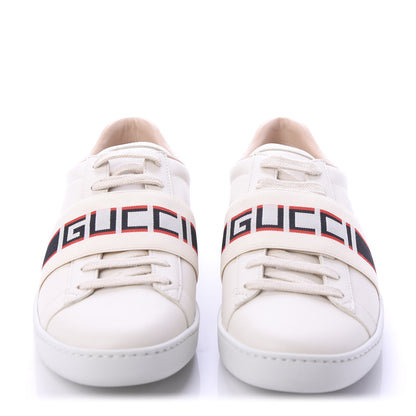 Gucci Calfskin Stripe Womens New Ace Sneakers 38.5 New Mystic White Ecru Red Flame 2 of 9