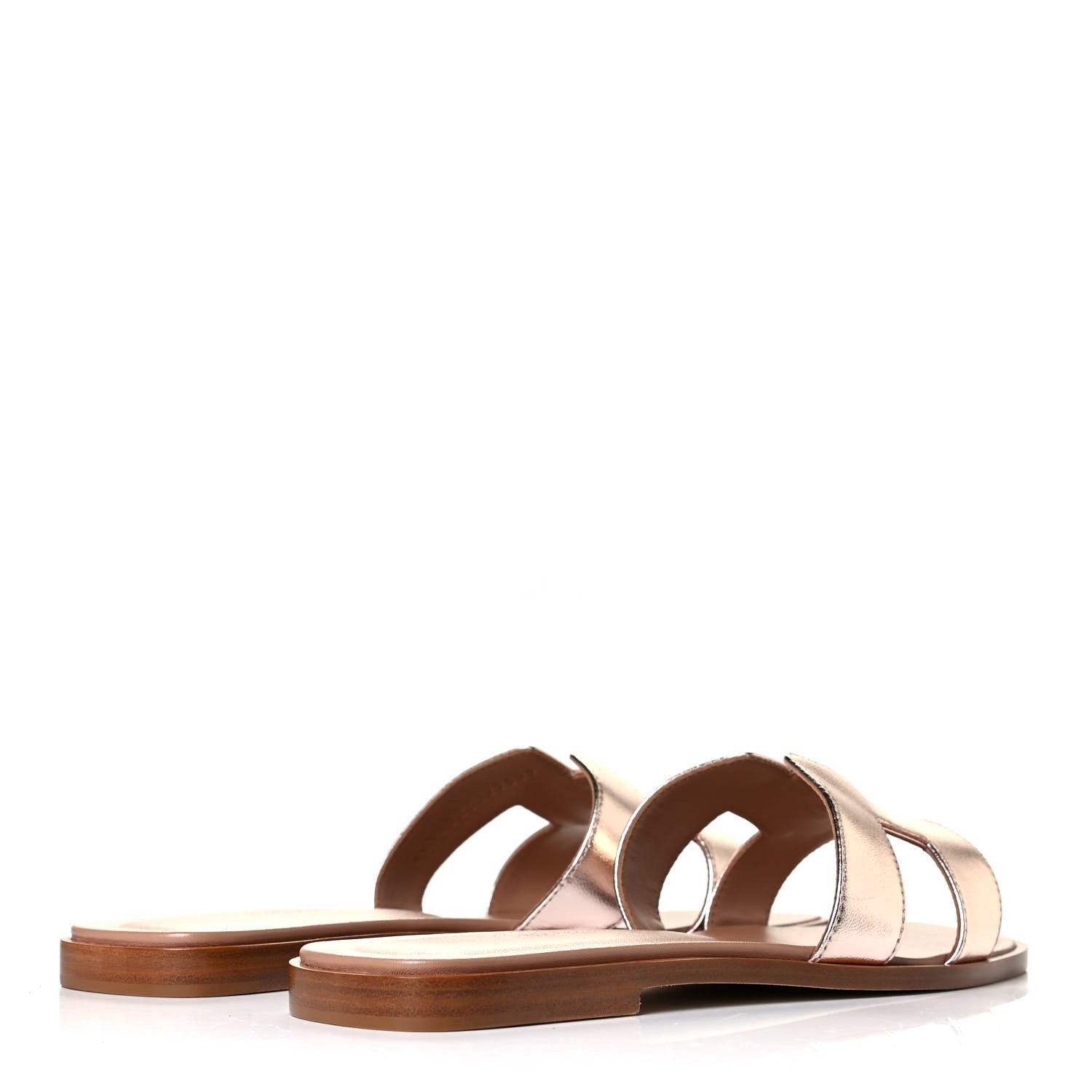 Hermes Metallic Nappa Oran Sandals 38.5 Rose Dore 3 of 6