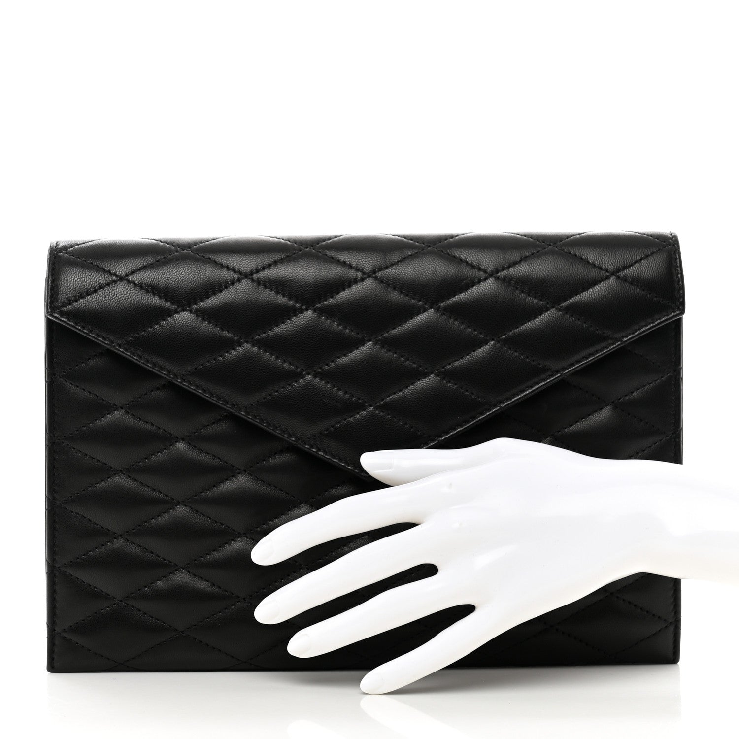 Saint Laurent Lambskin Quilted Sade Envelope Clutch Black 2 of 6