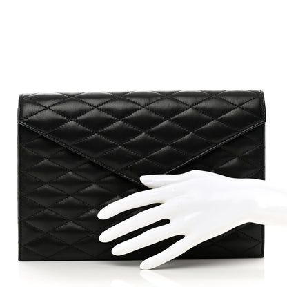 Saint Laurent Lambskin Quilted Sade Envelope Clutch Black 2 of 6
