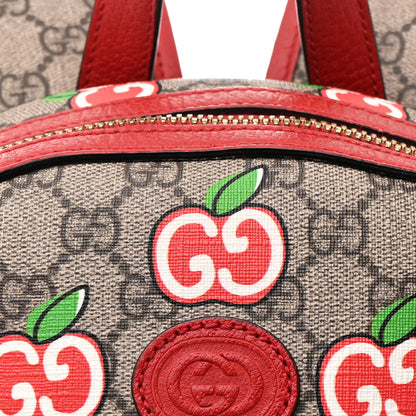 Gucci GG Supreme Monogram Apple Small Retro Interlocking G Day Backpack Beige Multicolor Lobster Red 8 of 16