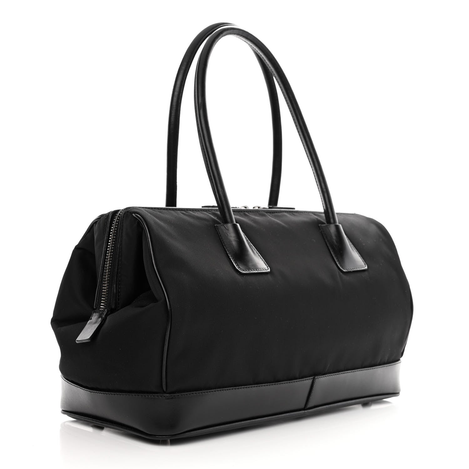 Prada Tessuto Nylon Soft Calfskin Shoulder Bag Black 3 of 10