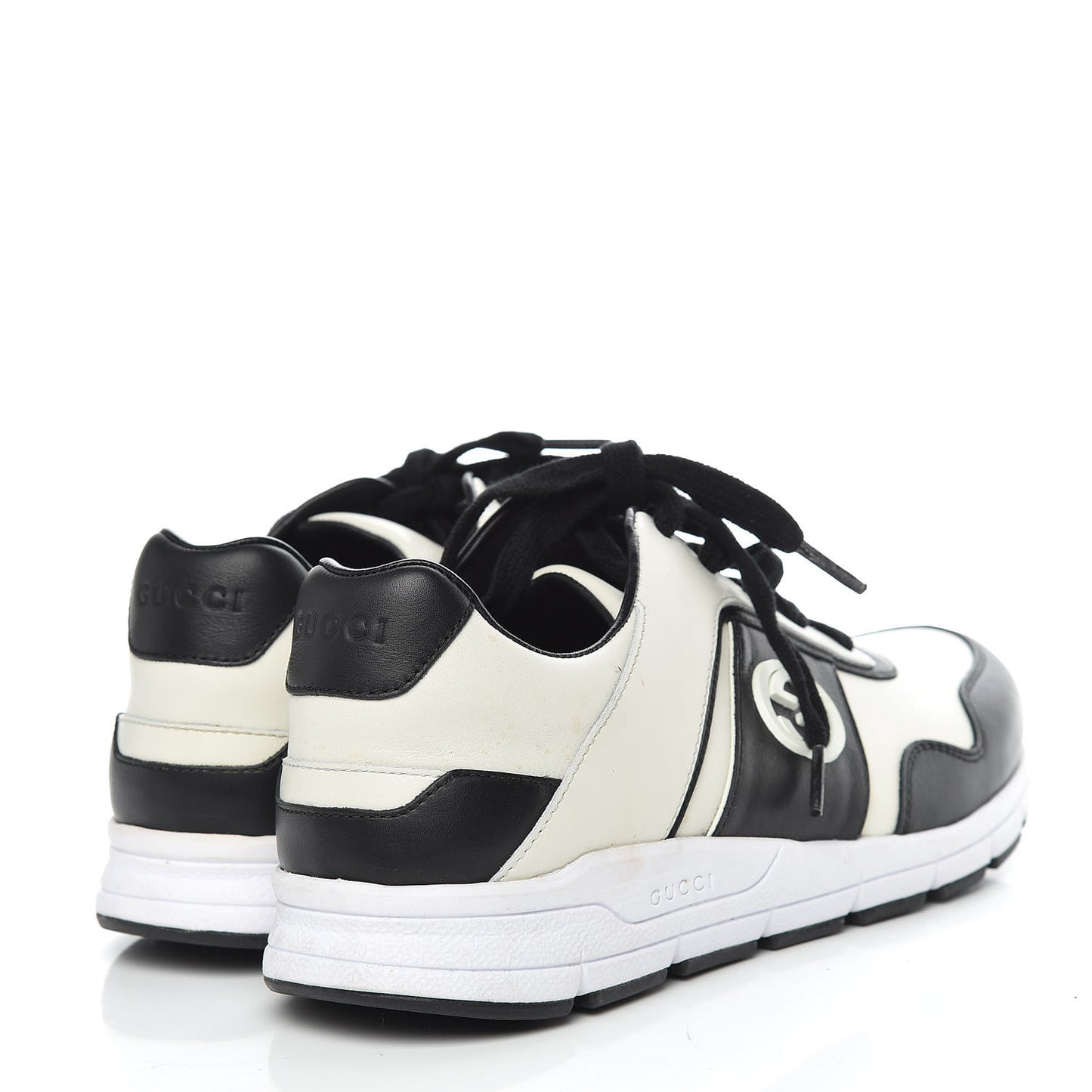 Calfskin Womens Interlocking G Sneakers 39 Black White
