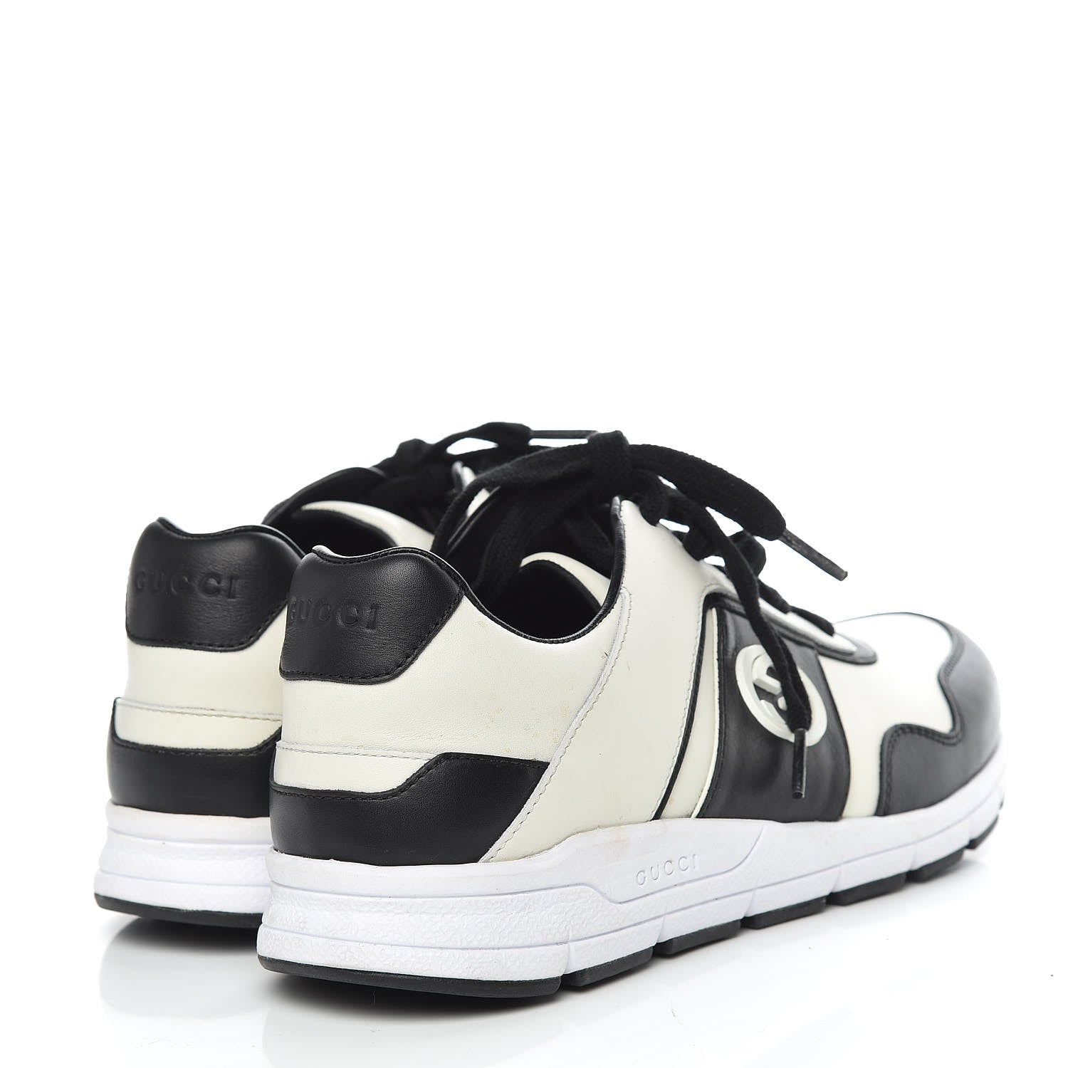 Gucci Calfskin Womens Interlocking G Sneakers 39 Black White 4 of 17