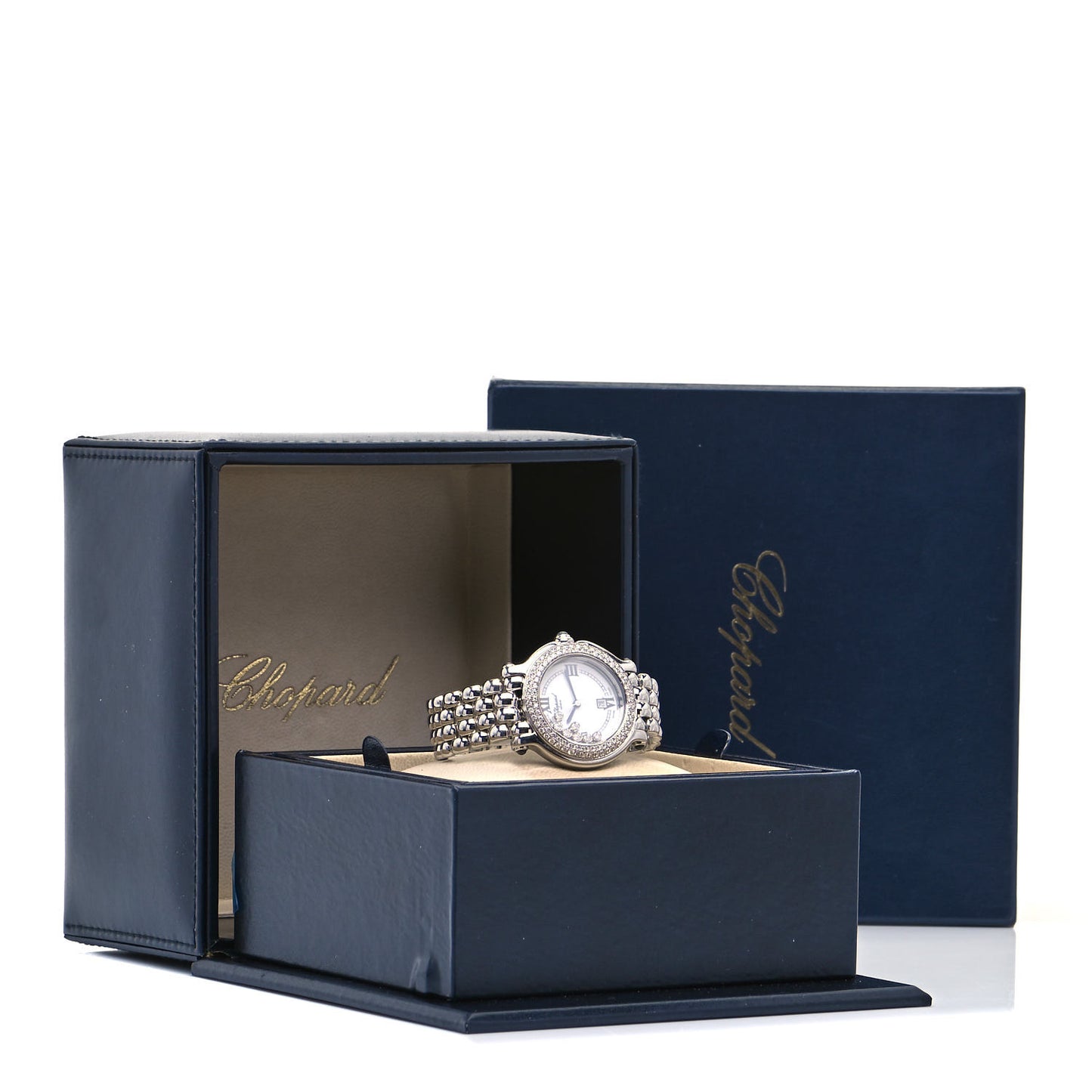 Stainless Steel Diamond Pave Bezel 32mm Happy Sport Quartz Watch