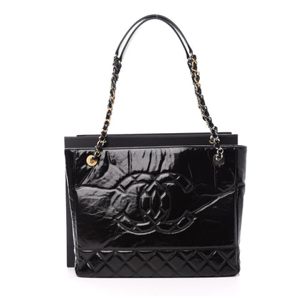 Chanel Shiny Aged Calfskin Quilted Large Shopping Bag Black 11 of 11