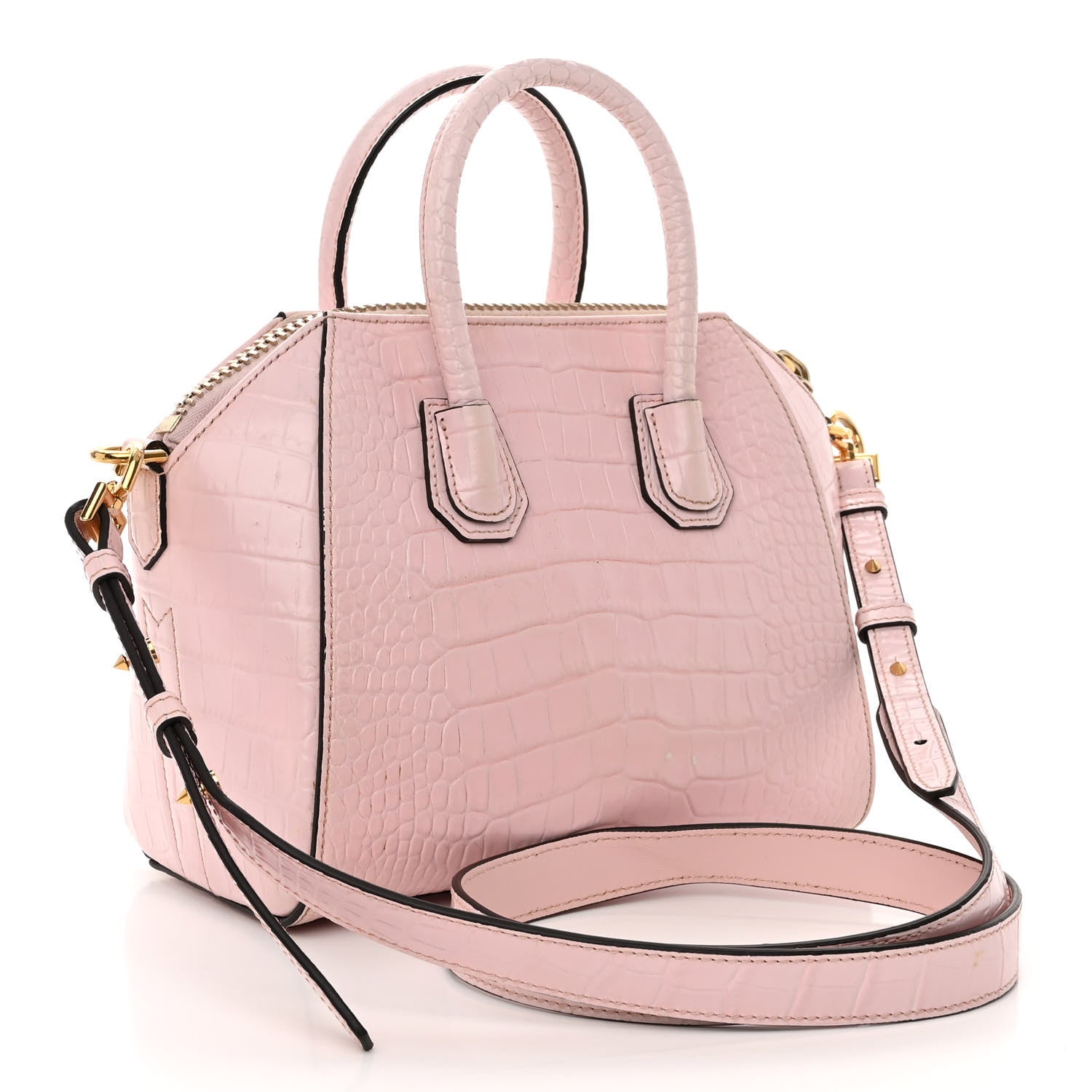 Givenchy Calfskin Crocodile Embossed Mini Antigona Pink 3 of 13