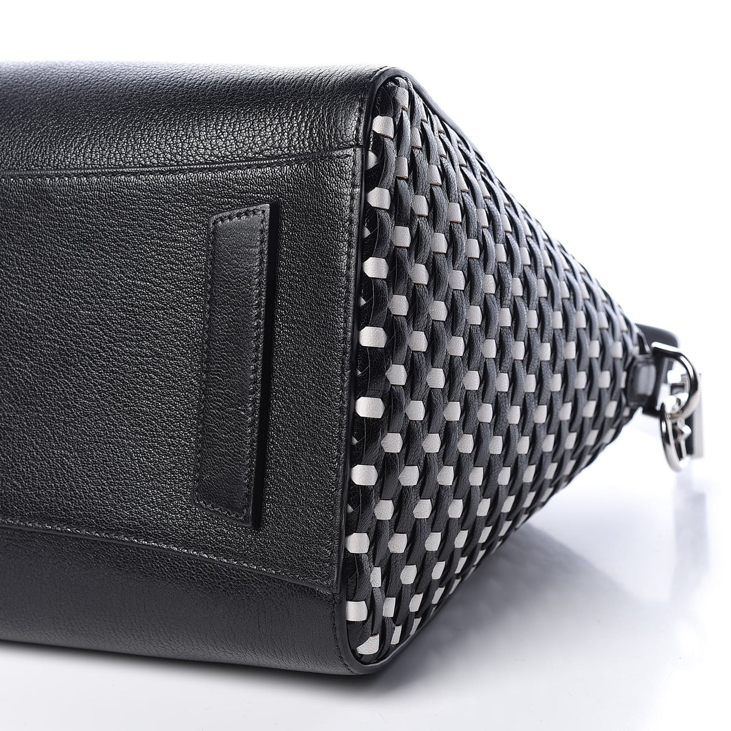 Sugar Goatskin Woven Medium Antigona Black White