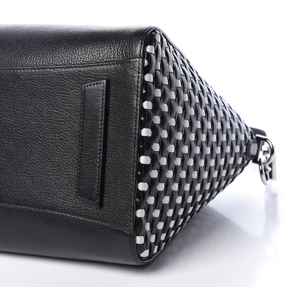 Givenchy Sugar Goatskin Woven Medium Antigona Black White 9 of 10