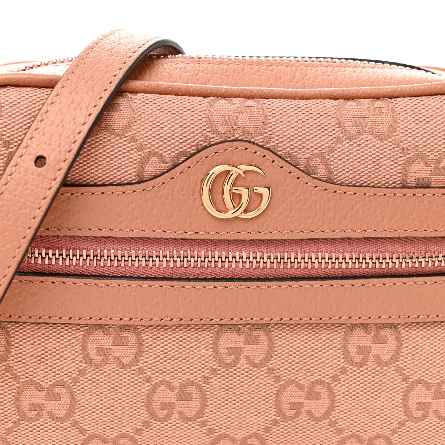 Gucci Monogram Textured Dollar Calfskin Mini Ophidia Shoulder Bag Cloche Rose Pink 8 of 11