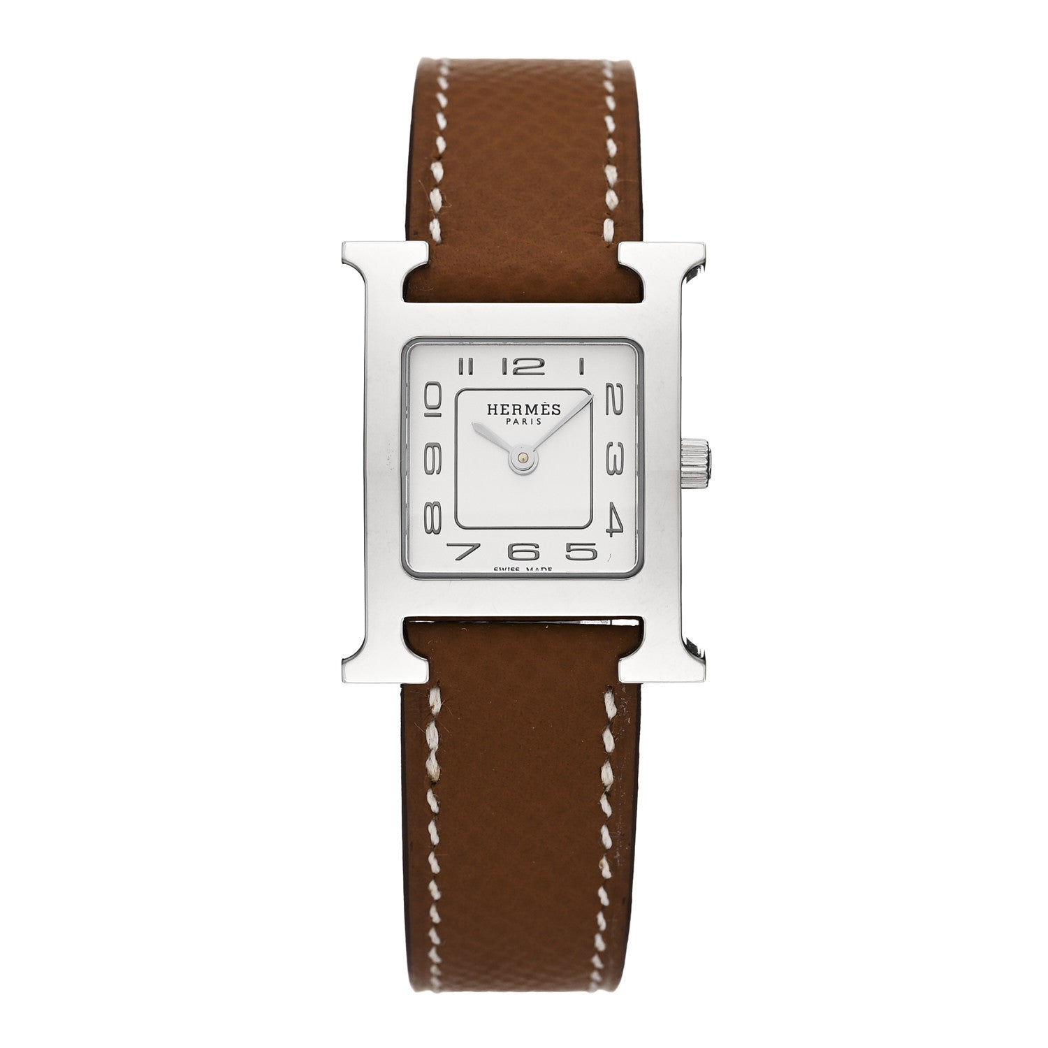Hermes Stainless Steel Epsom 21mm Heure H Hour Quartz Watch Gold 1 of 5