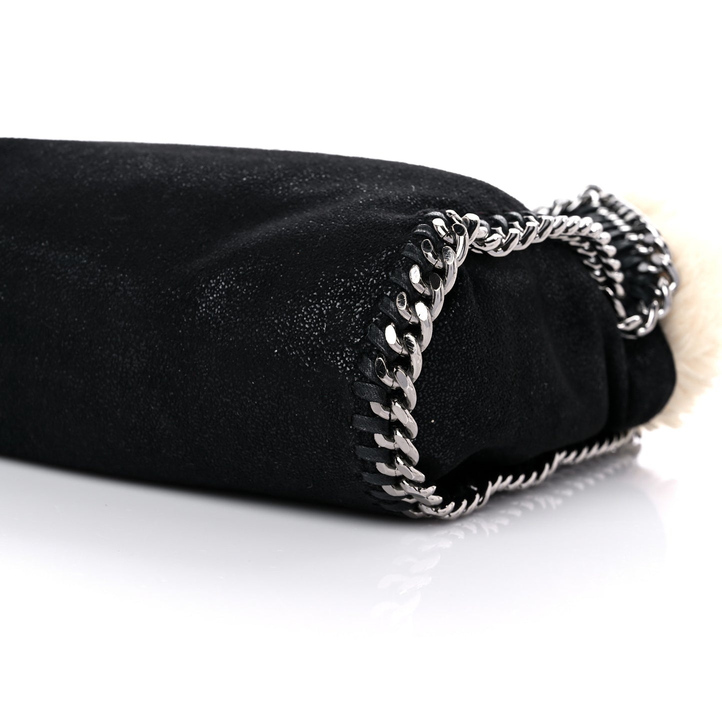 Shaggy Deer Fur Falabella Fold Over Tote Black