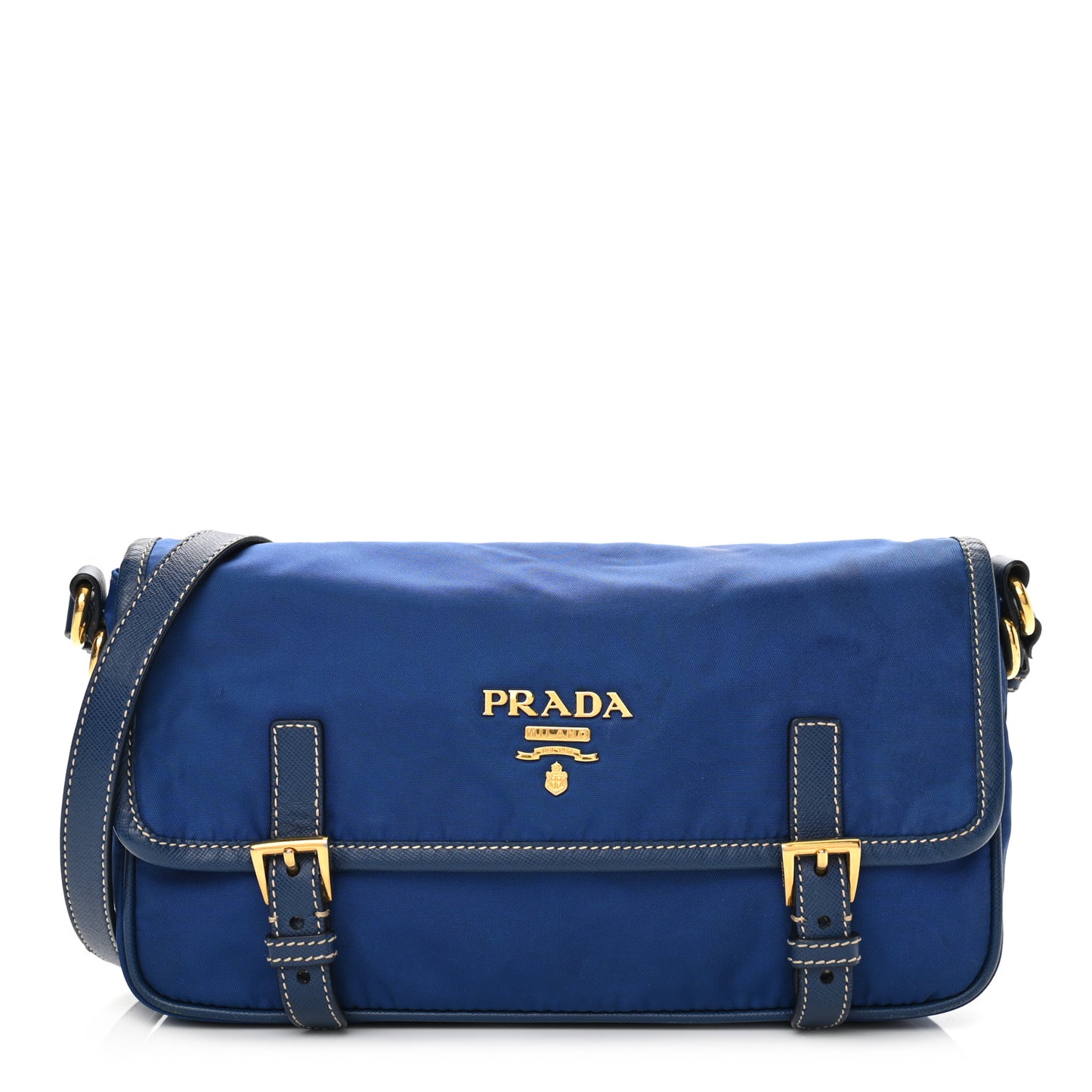 Tessuto Nylon Saffiano Small Messenger Bag Blue