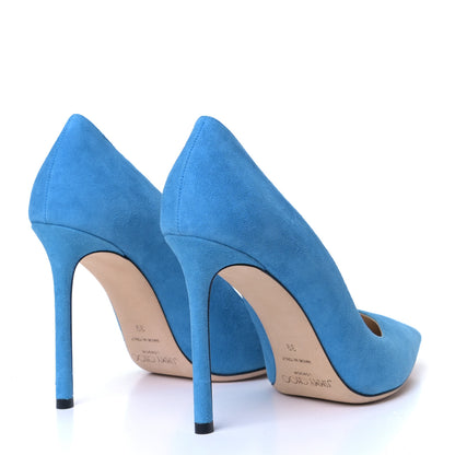 Jimmy Choo Suede Romy 100 Pumps 39 Robot Blue 3 of 9