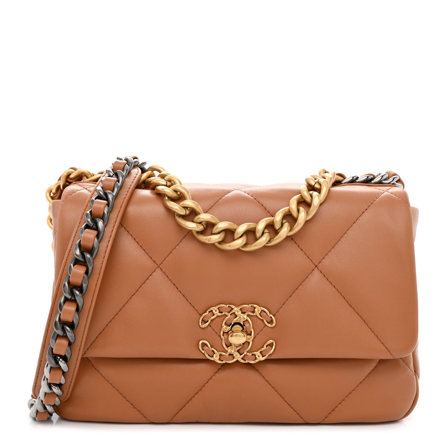 Chanel Lambskin Quilted Medium Chanel 19 Flap Brown 1 of 11