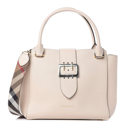 Burberry Soft Grain Calfskin Medium Buckle Tote Limestone 1 of 10