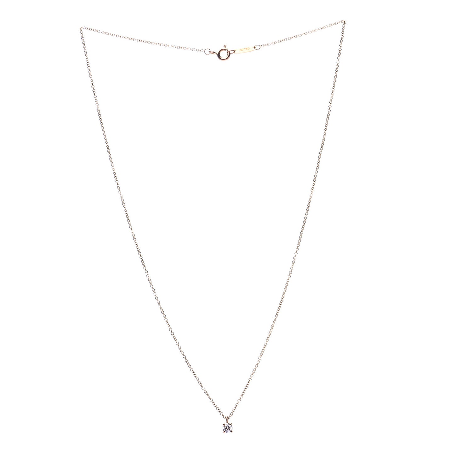 18K Rose Gold Diamond .17ct Solitaire Pendant Necklace