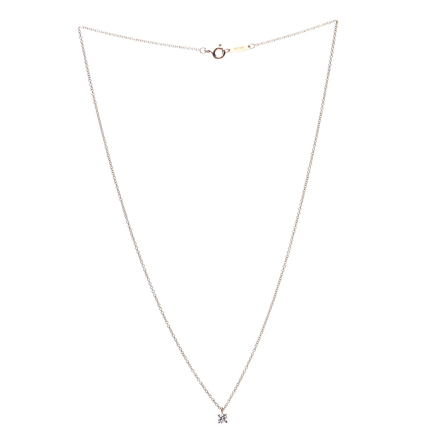 Tiffany 18K Rose Gold Diamond .17ct Solitaire Pendant Necklace 3 of 6