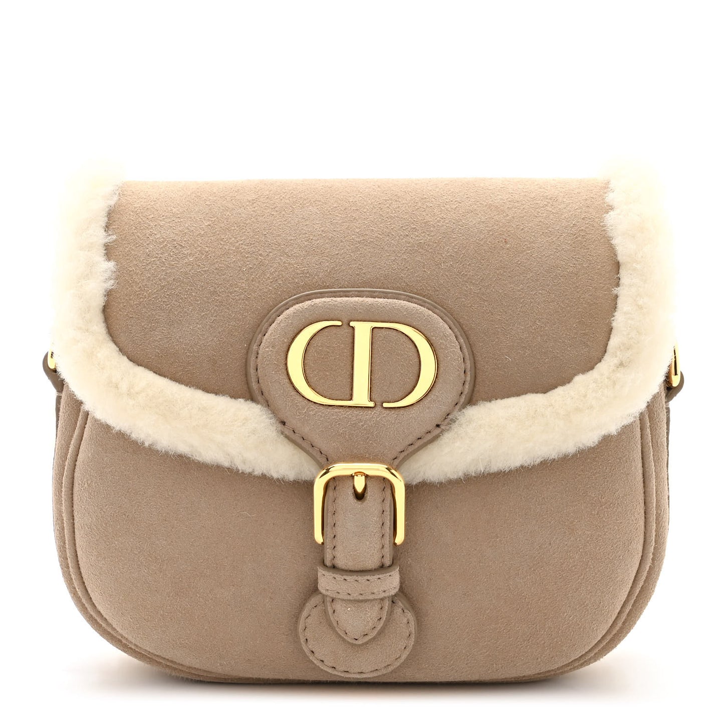 Suede Shearling Medium Bobby Flap Beige