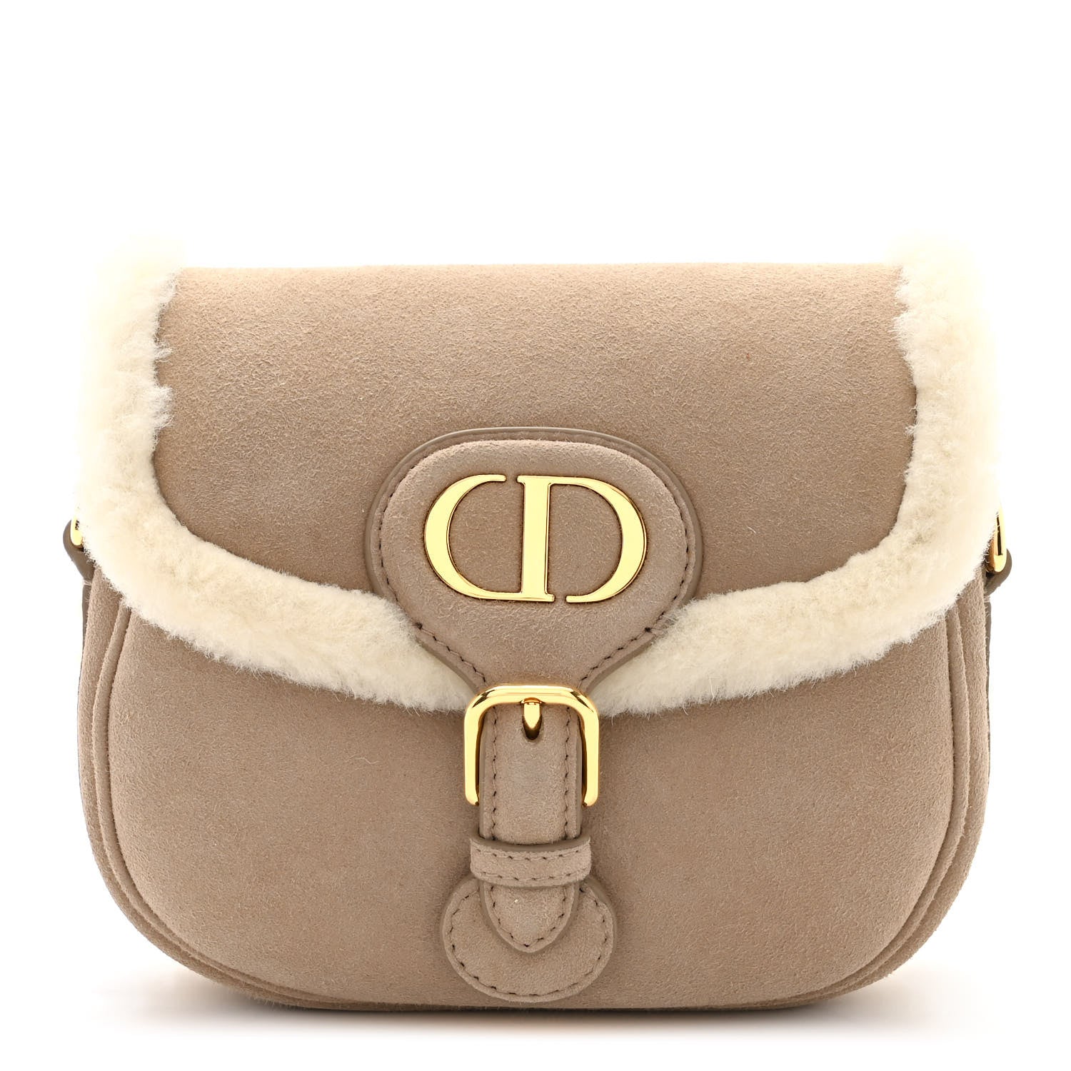Christian Dior Suede Shearling Medium Bobby Flap Beige 1 of 9