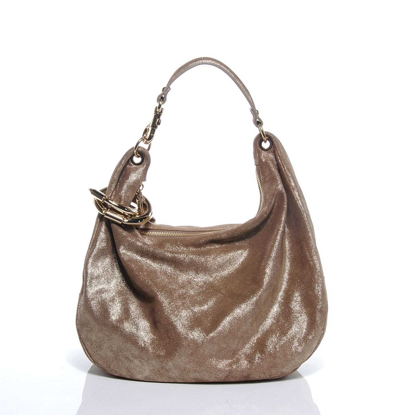 Suede Large Solar Hobo Metallic Gold