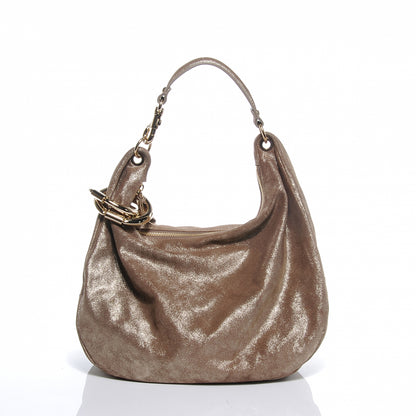 Jimmy Choo Suede Large Solar Hobo Metallic Gold 5 of 8