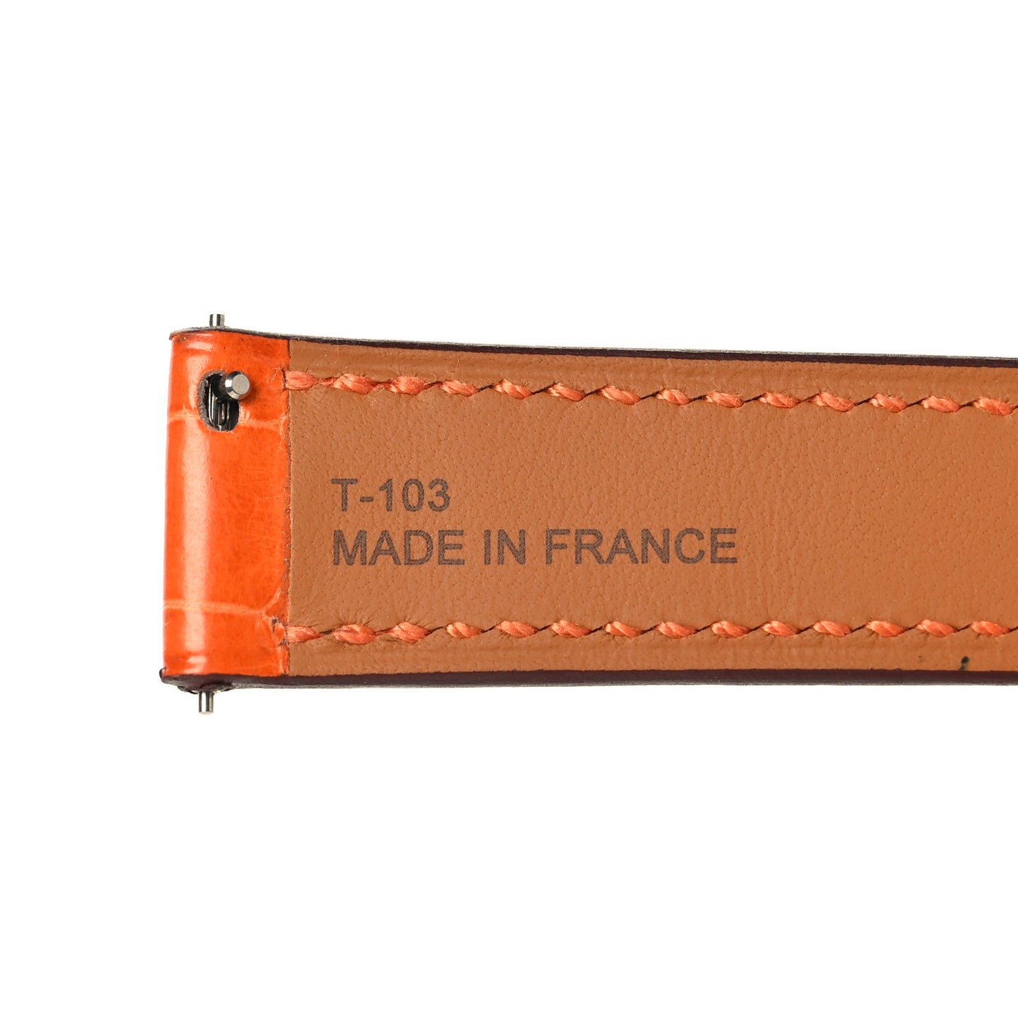 Shiny Alligator Single Tour Watch Strap Orange