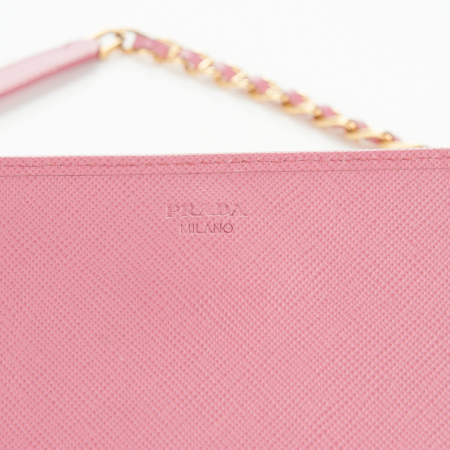 Prada Saffiano Metal Oro Chain Wallet Begonia 6 of 6