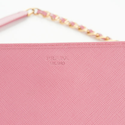 Prada Saffiano Metal Oro Chain Wallet Begonia 6 of 6