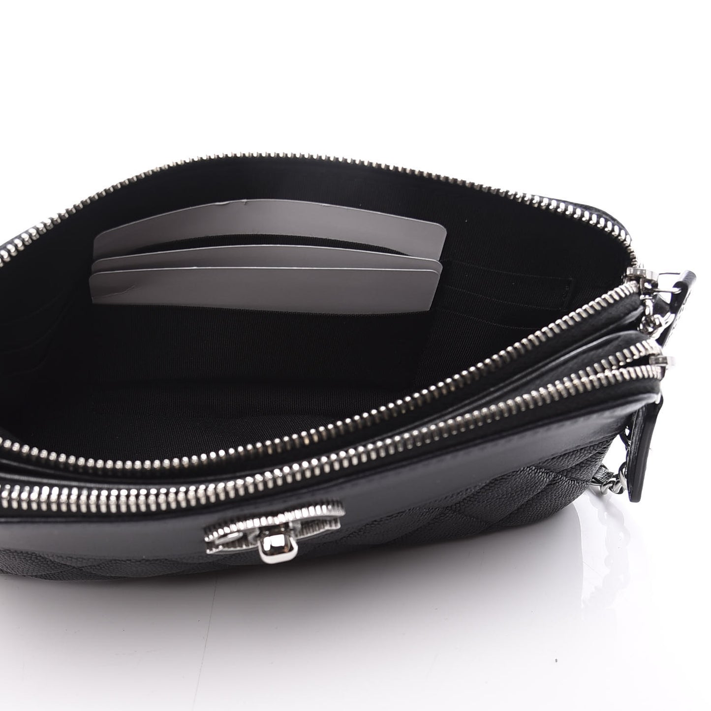 Caviar Quilted Small Vintage Mademoiselle Clutch With Chain Black