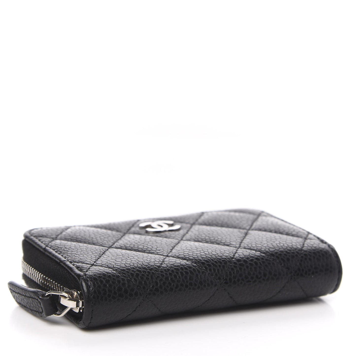 Caviar Quilted Zip Coin Purse Black