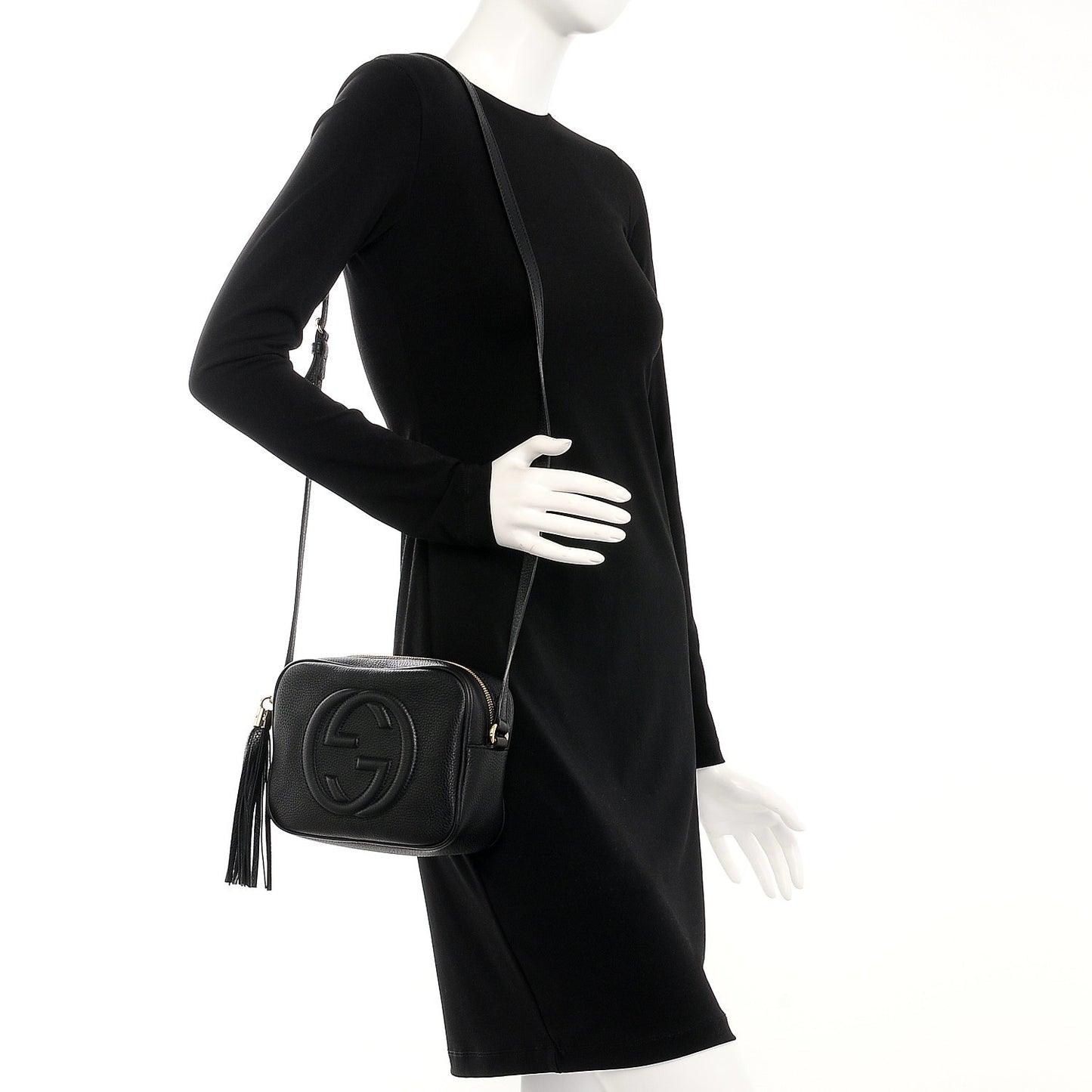Pebbled Calfskin Small Soho Disco Bag Black