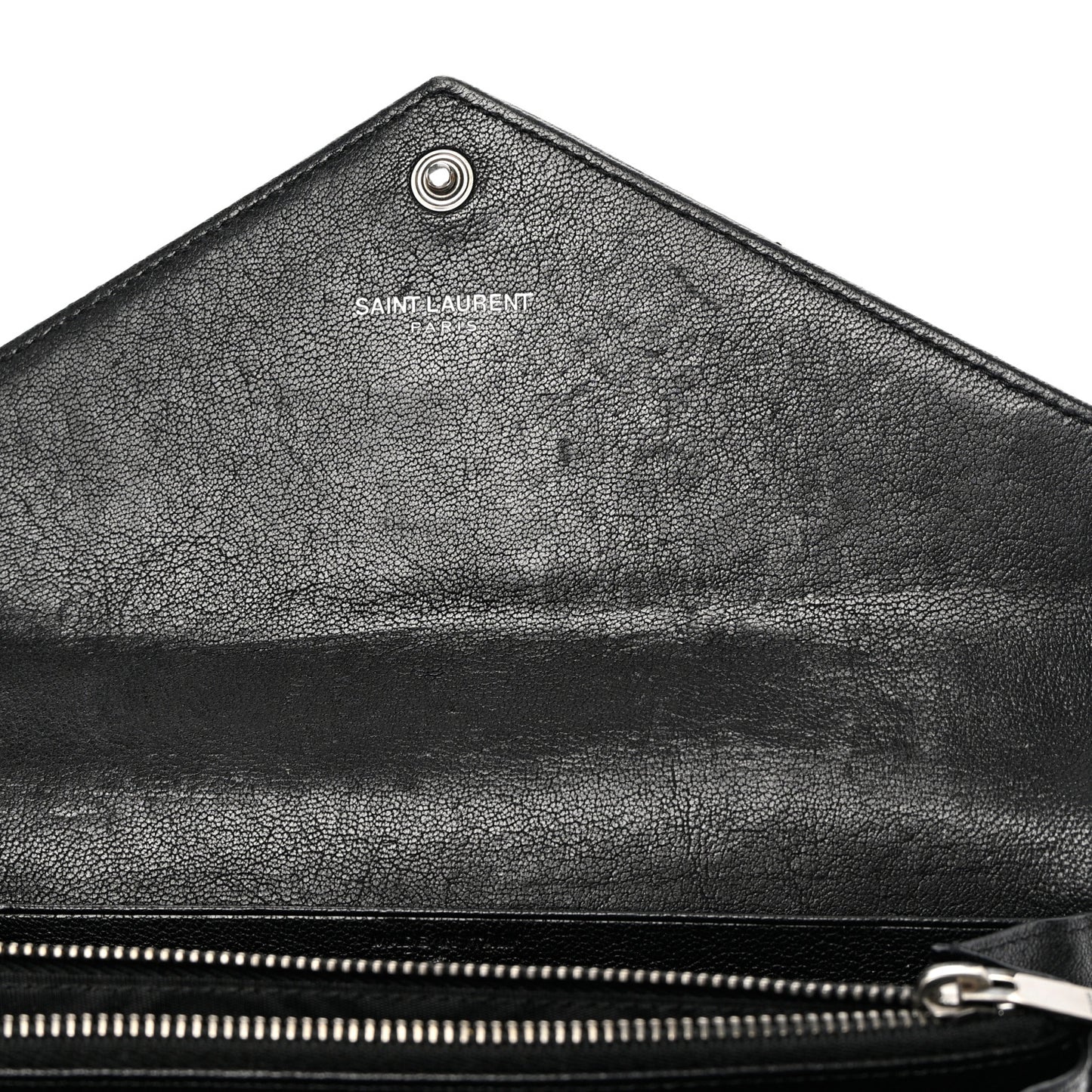 Lambskin Mixed Matelasse Quilted Large Monogram Envelope Wallet Black