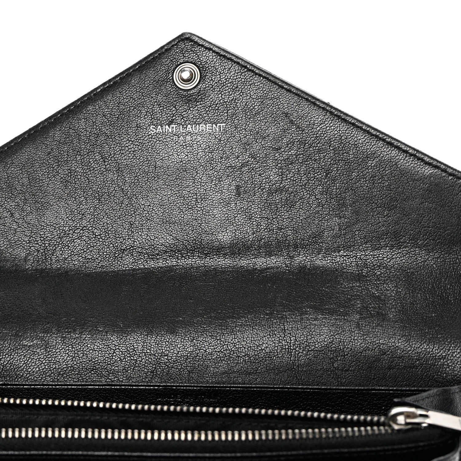 Saint Laurent Lambskin Mixed Matelasse Quilted Large Monogram Envelope Wallet Black 9 of 15