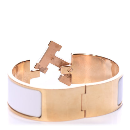Hermes Enamel Wide Clic Clac H Bracelet PM White 4 of 7