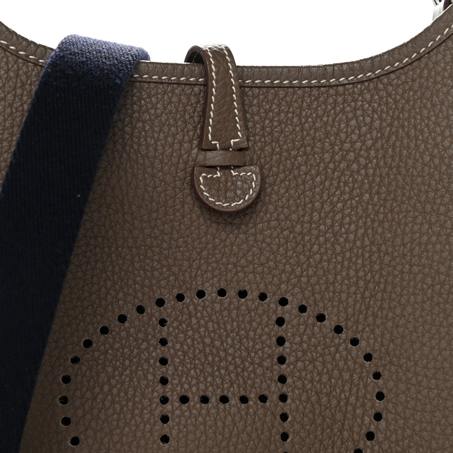 Hermes Taurillon Clemence Amazone Evelyne TPM Etoupe Bleu Indigo 8 of 11