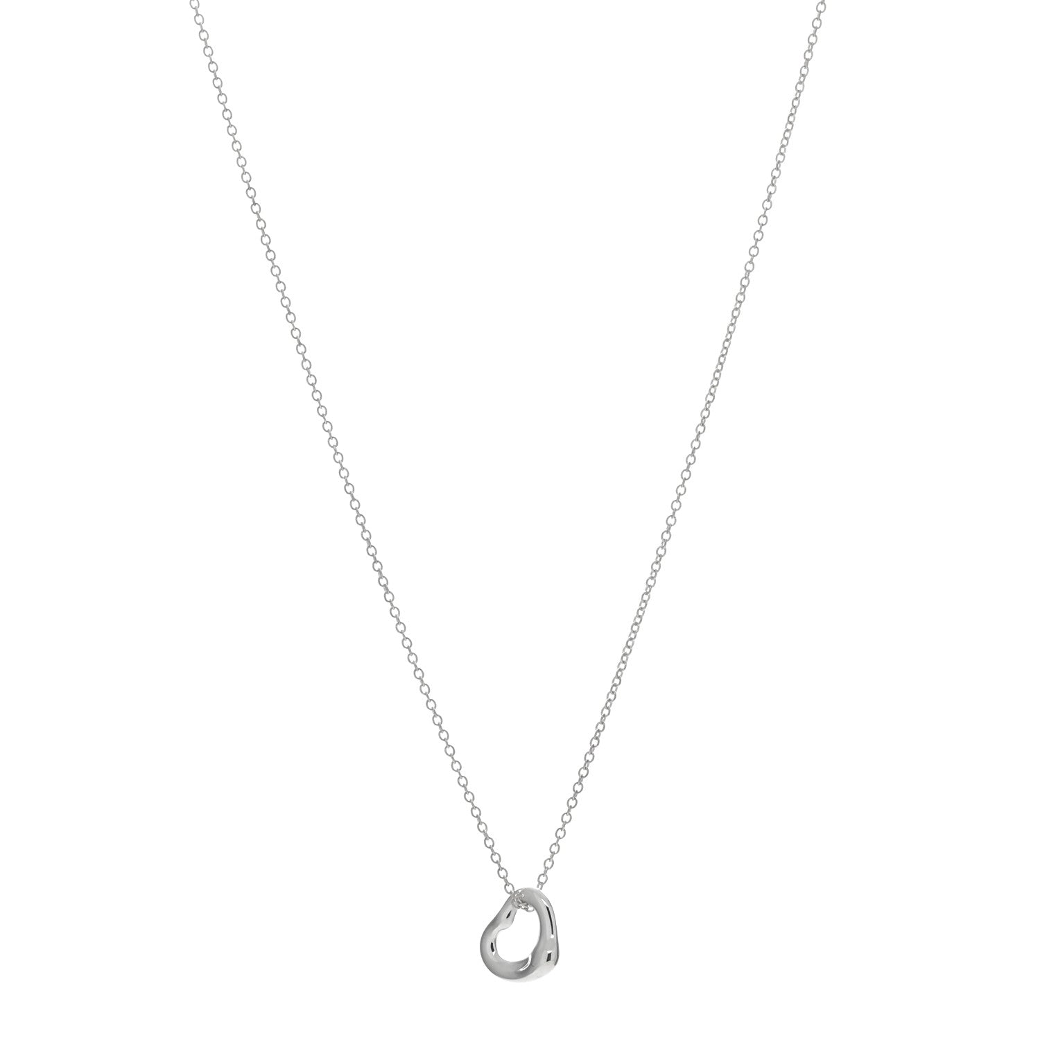 Tiffany Sterling Silver 11mm Elsa Peretti Open Heart Pendant Necklace 1 of 4