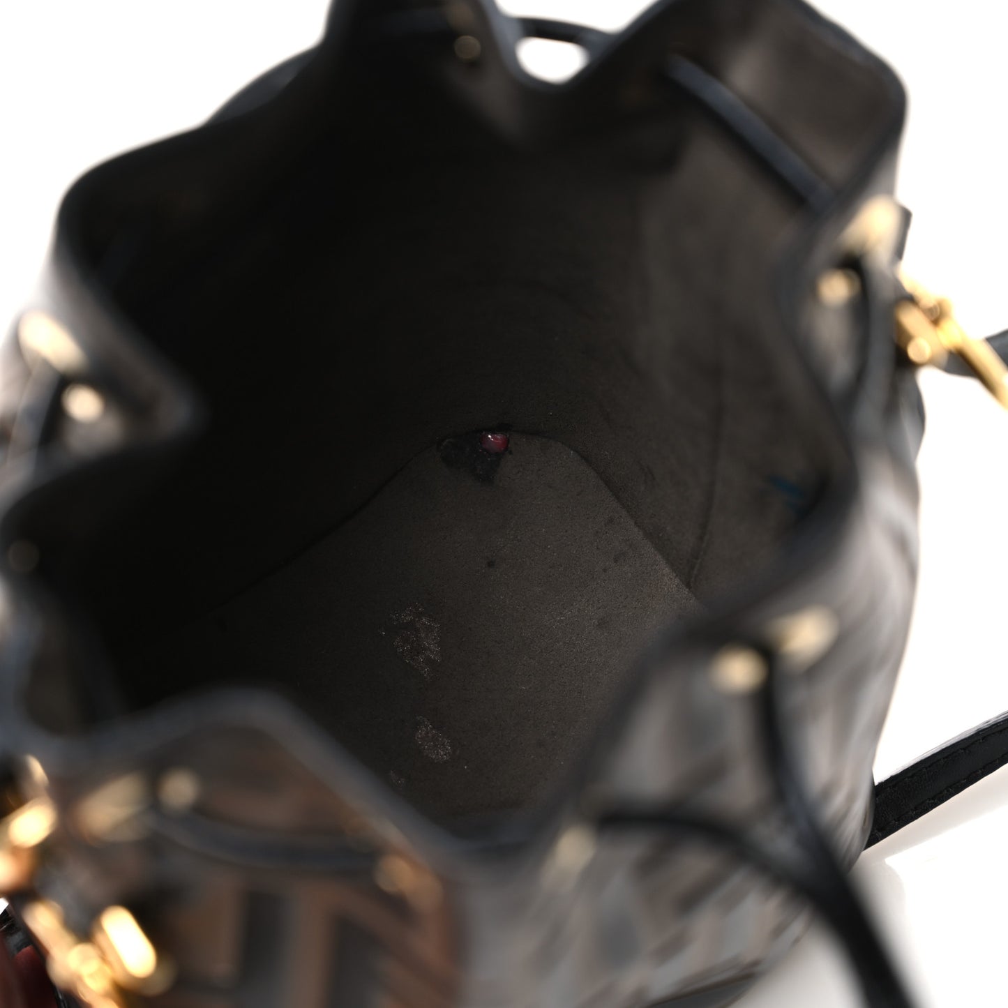 Vitello Liberty F is Fendi Bi-Color FF 1974 Embossed Mini Mon Tresor Bucket Bag Maya Black