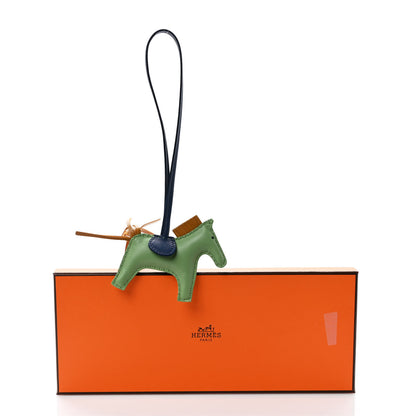 Hermes Milo Lambskin Grigri Rodeo Horse Bag Charm PM Vert Criquet Sesame Bleu De Malte 5 of 5