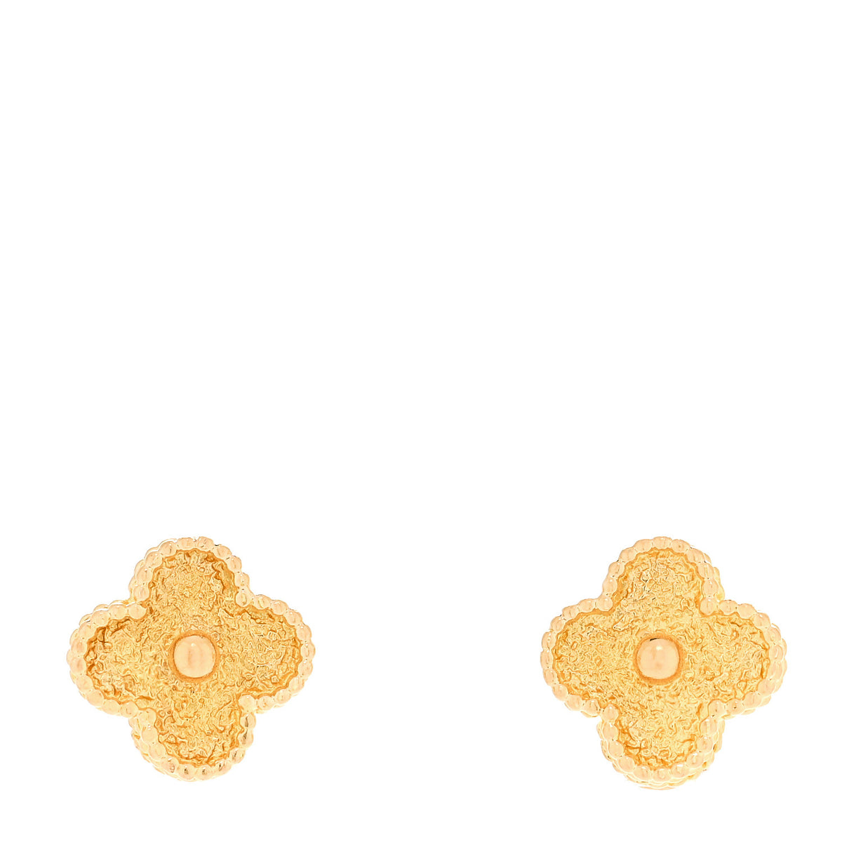 18K Yellow Gold Vintage Alhambra Clip On Earrings