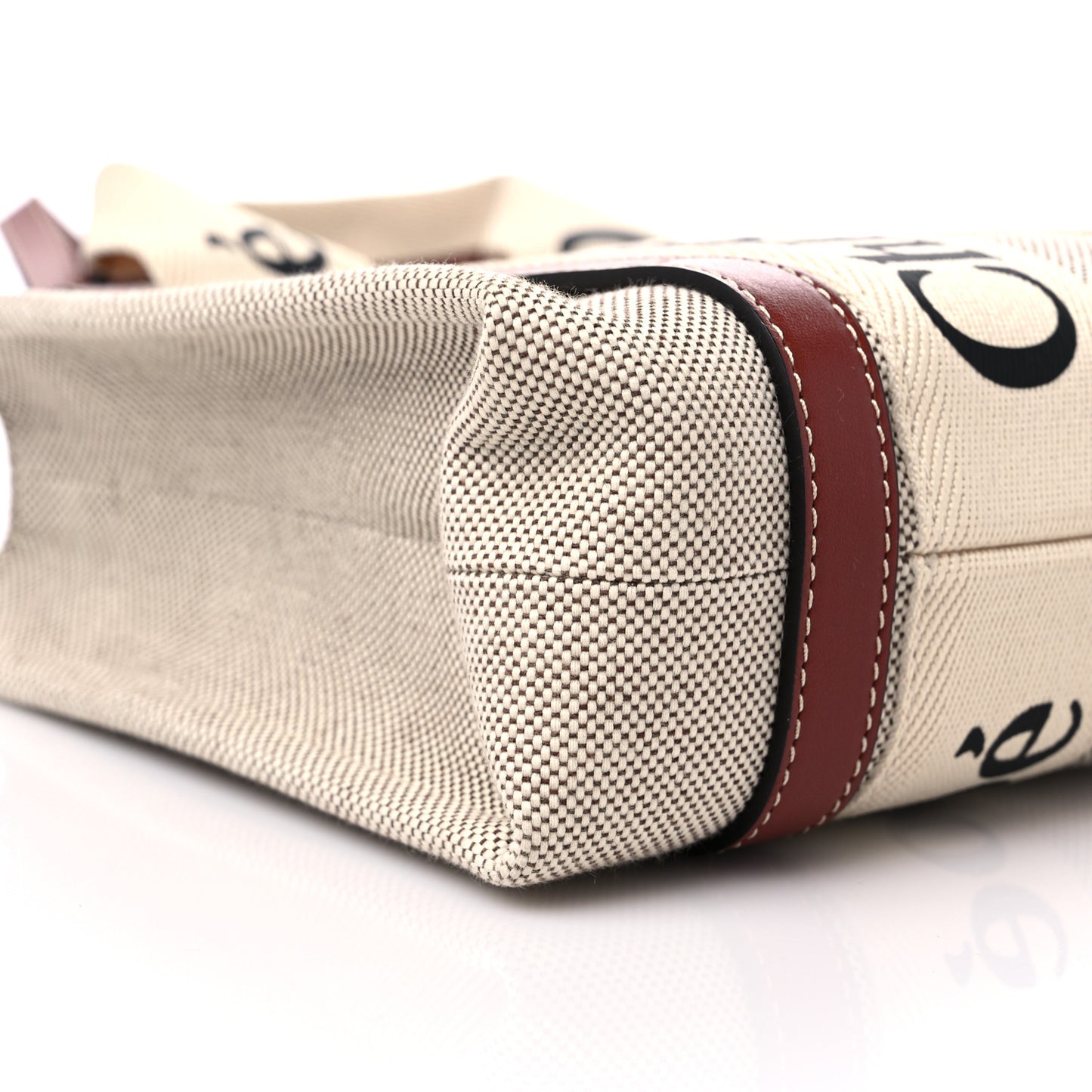 Cotton Calfskin Small Woody Ribbon Tote With Strap White Brown
