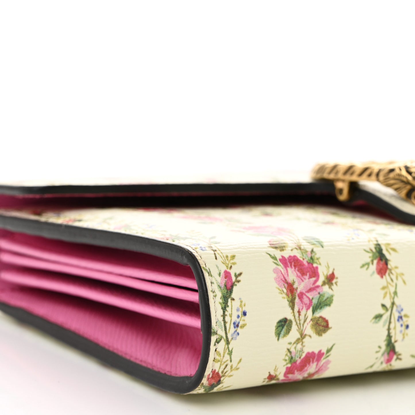 Calfskin Floral Print Mini Dionysus Chain Wallet Ivory Pink