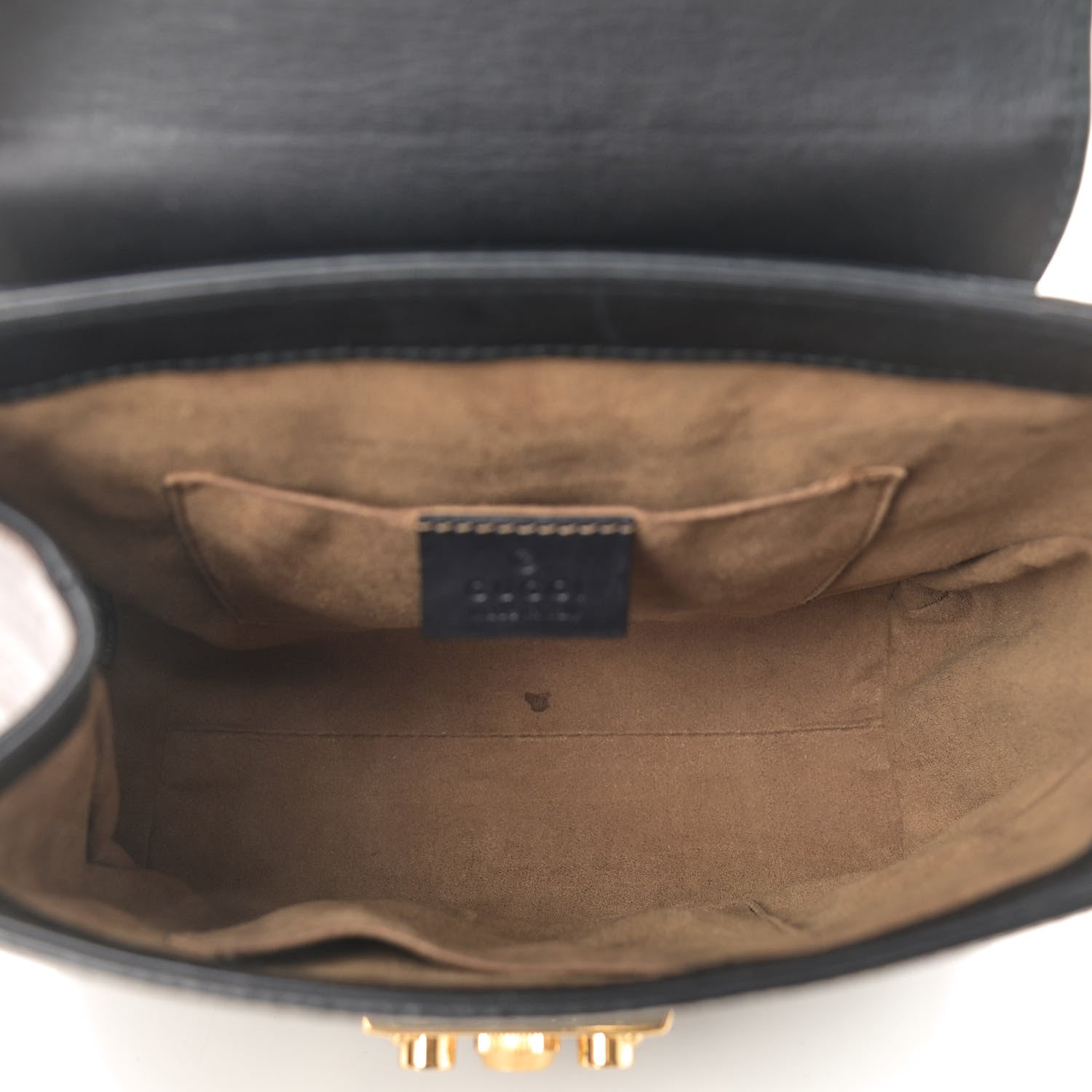 Gucci GG Supreme Monogram Calfskin Padlock Backpack Beige Cuir Black 5 of 14